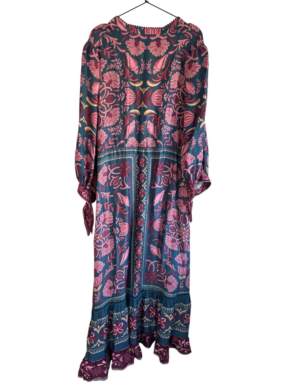 FARM Rio Teal and Rose-Pink Printed V-Neck Maxi Dress - Picture 3 of 9